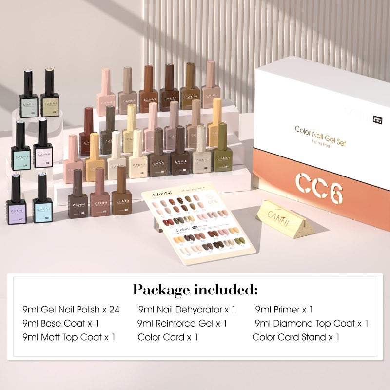 CANNI 30Pcs 9ML Hema-free Gel Nail Polish Set,Nude Brown Red Glitter Gold Gel Polish Kit Soak Off LED Nail Gel Polish Set Nail Art Starter Manicure Salon DIY at Home - Image 4