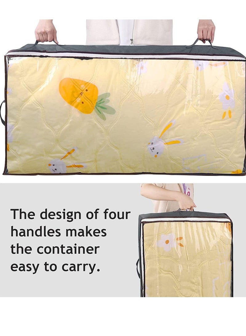 MIXDE 90L Under Bed Storage Containers, 2 Pack Underbed Toy Organizers and Clothing Storage Bags, Closet Storage Bins with Clear Window for Organizing Comforter Bedding Clothes Bedroom,Grey - Image 4