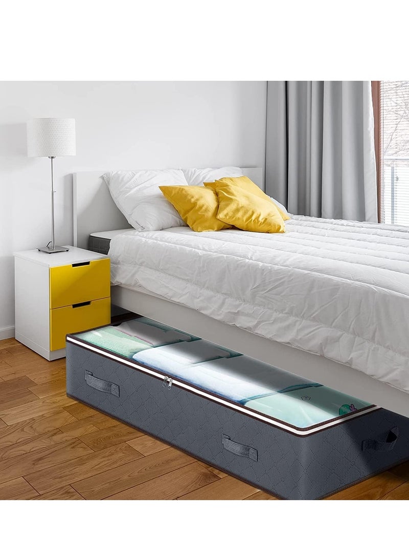 MIXDE 90L Under Bed Storage Containers, 2 Pack Underbed Toy Organizers and Clothing Storage Bags, Closet Storage Bins with Clear Window for Organizing Comforter Bedding Clothes Bedroom,Grey - Image 5