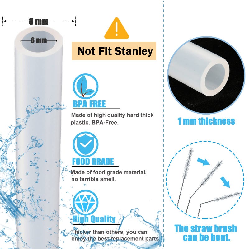 Greant 6 Pack Replacement Straws for Hydro Flask Wide Mouth Bottle Straw Lid with Straw Brush, Plastic Straw for Hydroflask 32 oz (compatible with Hydroflask Wide Mouth) - Image 4