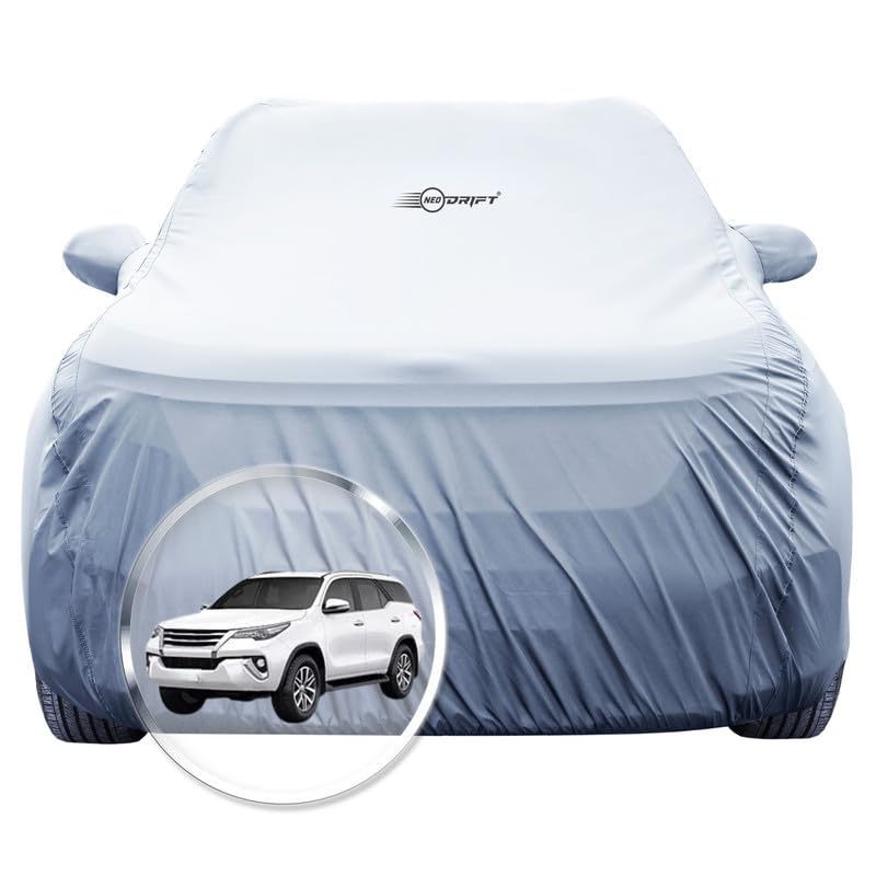 NEODRIFT 'SilverTech' Car Cover for Toyota Fortuner (100% Water-Resistant, All Weather Protection, Tailored Fit, Precision-Fit & Breathable Fabric) (Colour: Silver) - Image 1