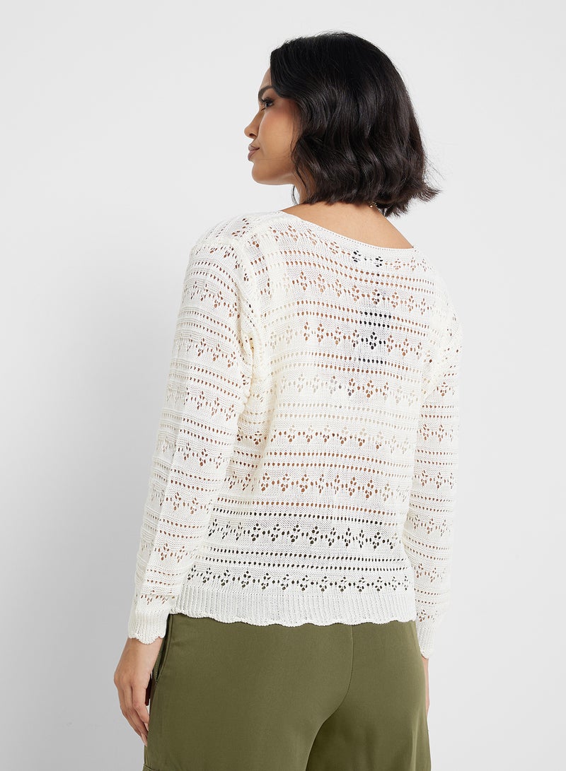 Ginger Crochet Detail Button Up Top - Image 2