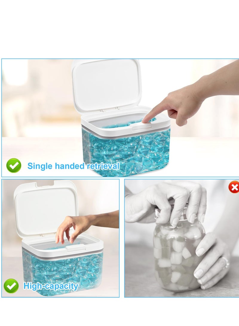 إكسفور حاوية كبسولات الغسيل، حامل غسالات الأطباق الأوتوماتيكي المنبثق، حاوية محكمة الغلق بسعة كبيرة 2.8 لتر مع كوب قياس لخرز الغسيل، تنظيم غرفة الغسيل - Image 5