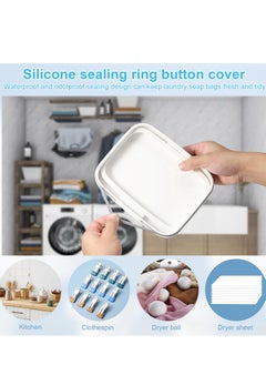 Excefore Laundry Pods Container, Automatic Pop-Up Dishwasher Pod Holder, Large Capacity 2.8L Sealed Container with Measuring Cup for Laundry Beads, Laundry Room Organization  - Image 4