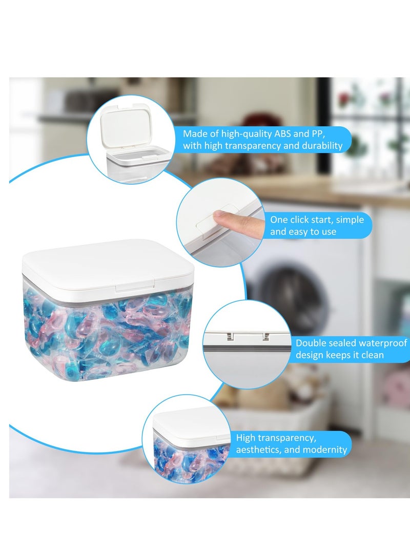 إكسفور حاوية كبسولات الغسيل، حامل غسالات الأطباق الأوتوماتيكي المنبثق، حاوية محكمة الغلق بسعة كبيرة 2.8 لتر مع كوب قياس لخرز الغسيل، تنظيم غرفة الغسيل - Image 2