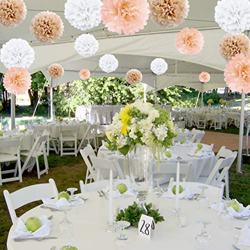 Lightingsky 10pcs DIY Decorative Tissue Paper Pom-poms Flowers Ball Perfect for Party Wedding Home Outdoor Decoration (12-inch Diameter  White) - Image 5