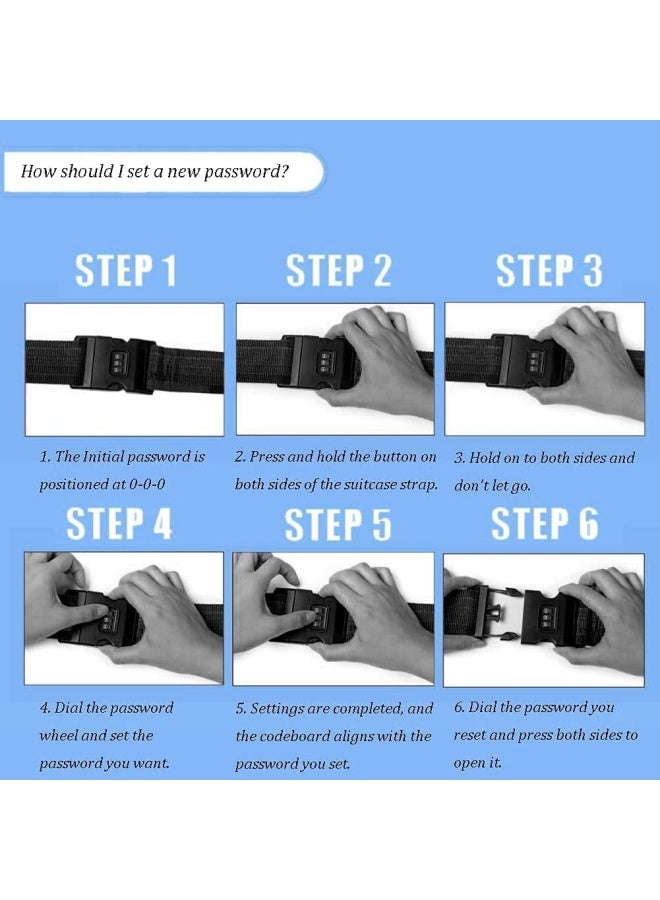 بريميفي حزام أمتعة قابل للتعديل مع قفل | حقائب السفر من السهل اكتشافها | أحزمة أمتعة متقاطعة غير قابلة للانزلاق، ملحقات تعبئة السفر، للحقائب مقاس 18-33 بوصة - Image 5