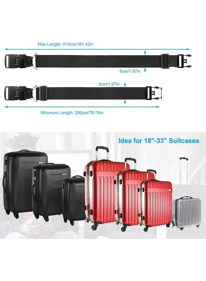 بريميفي حزام أمتعة قابل للتعديل مع قفل | حقائب السفر من السهل اكتشافها | أحزمة أمتعة متقاطعة غير قابلة للانزلاق، ملحقات تعبئة السفر، للحقائب مقاس 18-33 بوصة - Image 2