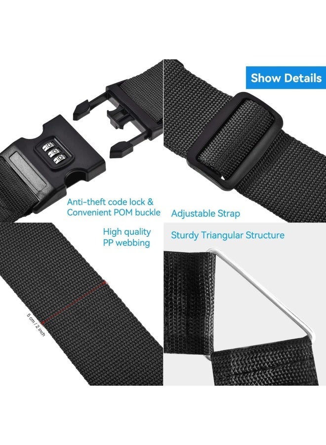 بريميفي حزام أمتعة قابل للتعديل مع قفل | حقائب السفر من السهل اكتشافها | أحزمة أمتعة متقاطعة غير قابلة للانزلاق، ملحقات تعبئة السفر، للحقائب مقاس 18-33 بوصة - Image 3