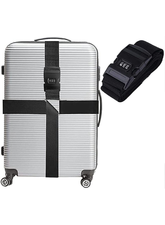 بريميفي حزام أمتعة قابل للتعديل مع قفل | حقائب السفر من السهل اكتشافها | أحزمة أمتعة متقاطعة غير قابلة للانزلاق، ملحقات تعبئة السفر، للحقائب مقاس 18-33 بوصة - Image 1