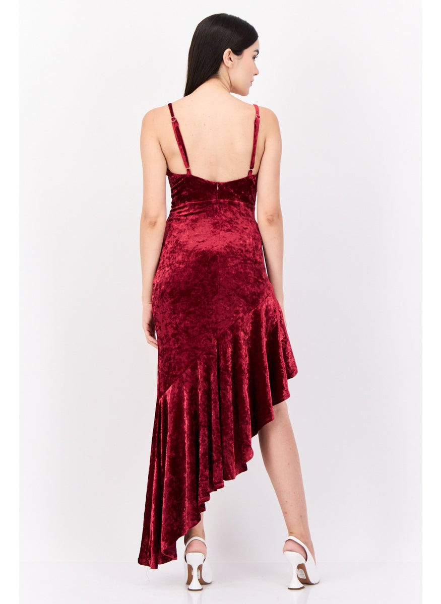 Lulus Women Plain Midi Dress, Maroon  - Image 4