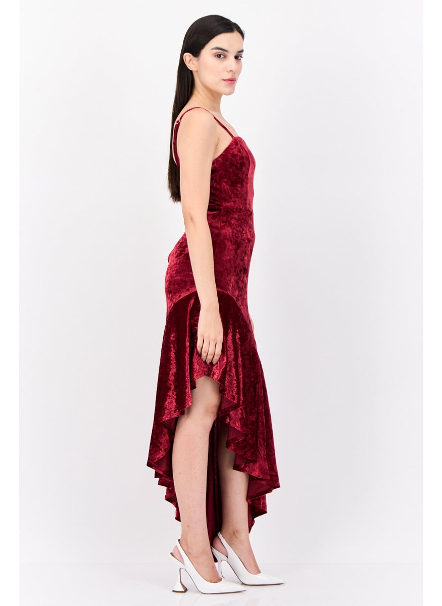 Lulus Women Plain Midi Dress, Maroon  - Image 3