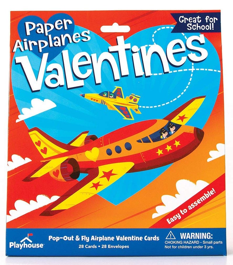Playhouse Pop Out Paper Airplanes 28 Card Super Valentine Exchange Pack for Kids - Image 1