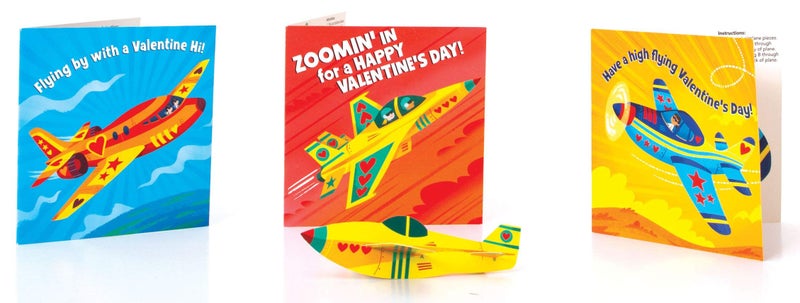 Playhouse Pop Out Paper Airplanes 28 Card Super Valentine Exchange Pack for Kids - Image 3