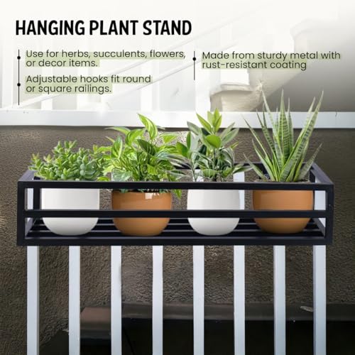 Niyara | Heavy-Duty Railing Metal Planter Stand | Durable & Stylish Plant Holder | Indoor & Outdoor Use | Decorative & Sturdy Plant Holder for Home & Garden (Set of 1) - Image 2