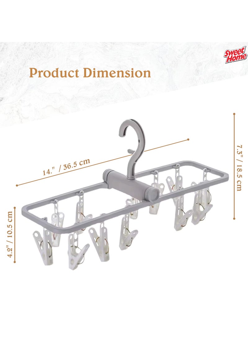 Sweet Home Multifunctional Folding Clothes Drying Rack – 24 Clips | Space-Saving Plastic Hanger for Socks, Underwear & Laundry | Durable & Lightweight Airer  - Image 2