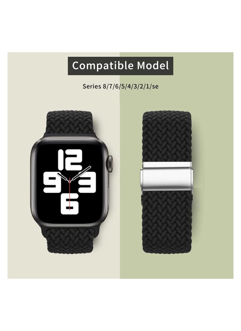 GUDOO - Suitable For Apple Watch Watch Band 49mm 45mm 44mm 42mm Braided Solo Loop Band Replacement Bands Adjustable Stretchable Elastics Sport Wristband for iWatch ultra2 ultra Series9/8/7/6/SE/5/4/3/2/1 - Image 1