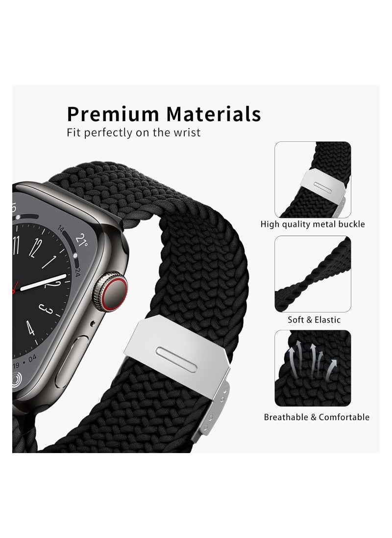 GUDOO - Suitable For Apple Watch Watch Band 49mm 45mm 44mm 42mm Braided Solo Loop Band Replacement Bands Adjustable Stretchable Elastics Sport Wristband for iWatch ultra2 ultra Series9/8/7/6/SE/5/4/3/2/1 - Image 1