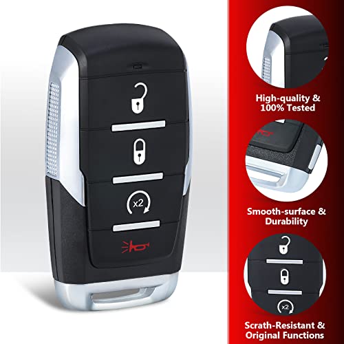 Aichiyu Key Fob Case Replacement Smart Remote Key Shell Cover Fob 4 Buttons for RAM 1500 2019 2020 2021 2022 2023 Fits for FCC ID: OHT-4882056, OHT4882056 - Image 5