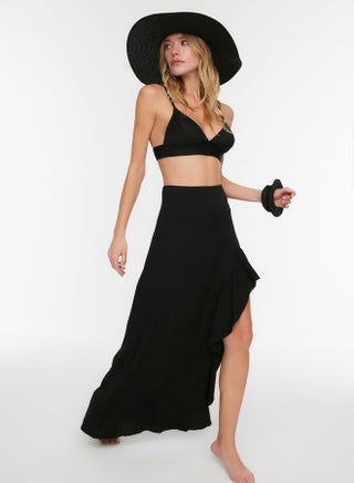 Black Woven Flounce Maxi Beach Skirt - pzsku/ZFCF46216407A15156AD4Z/45/1749698370/d7f365f6-b79f-4aee-b7f9-00b7151e9d70