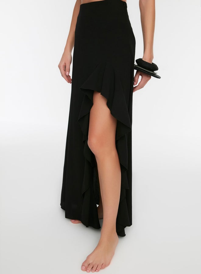 trendyol Black Woven Flounce Maxi Beach Skirt  - Image 5