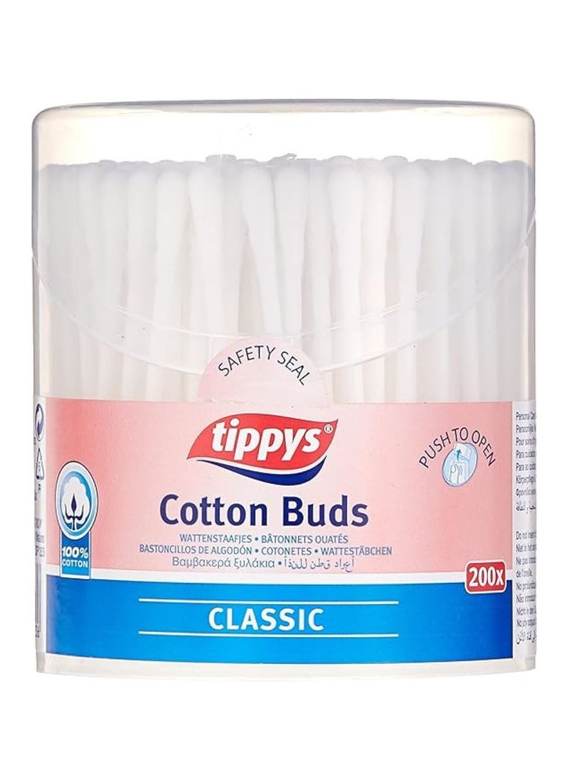 تيبيز Tippys 200-Pieces Classic Cotton Ear Buds  - Image 1