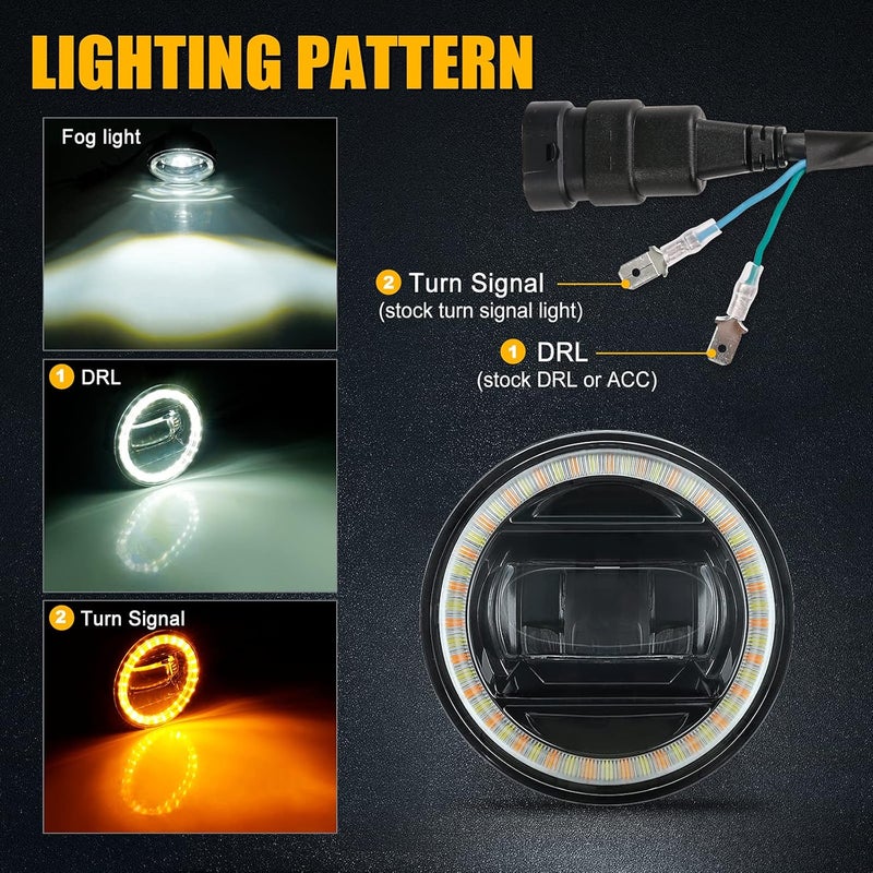 SUPAREE LED Fog Lights with Halo Ring White DRL/Yellow Turn Signal Fit for Tacoma 2005-2011/Tundra 2007-2013/Solara 2004-2006/Sequoia 2008-2015 Ideal for All-Weather Conditions,2 Pack - Image 2