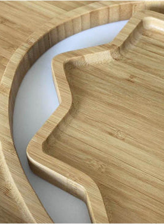 INSENSE Creative Star and Crescent Serving Plate Set, Bamboo Wood Snack Tray, Unique Crescent-Shaped Platter for Home & Restaurant - Image 4