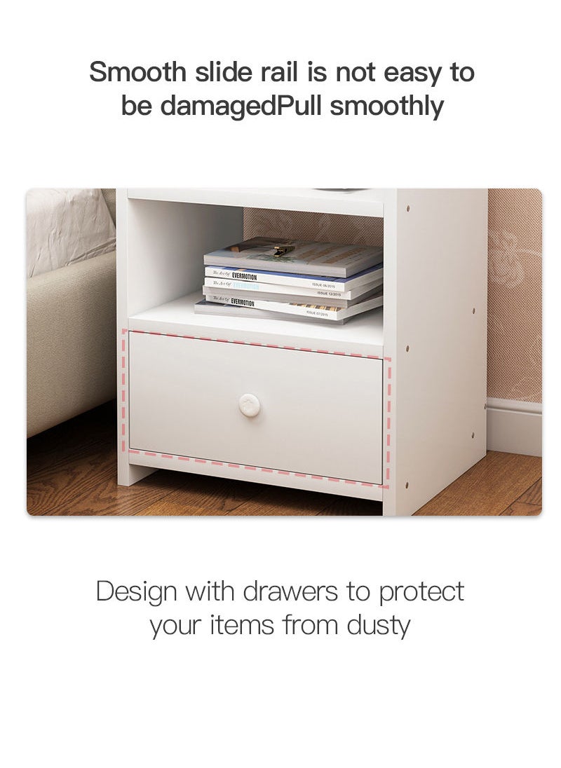 Sharpdo - Sharpdo Nightstands Home Bedside Storage Cabinet With Drawer And Shelf 40x33x26cm - Image 1