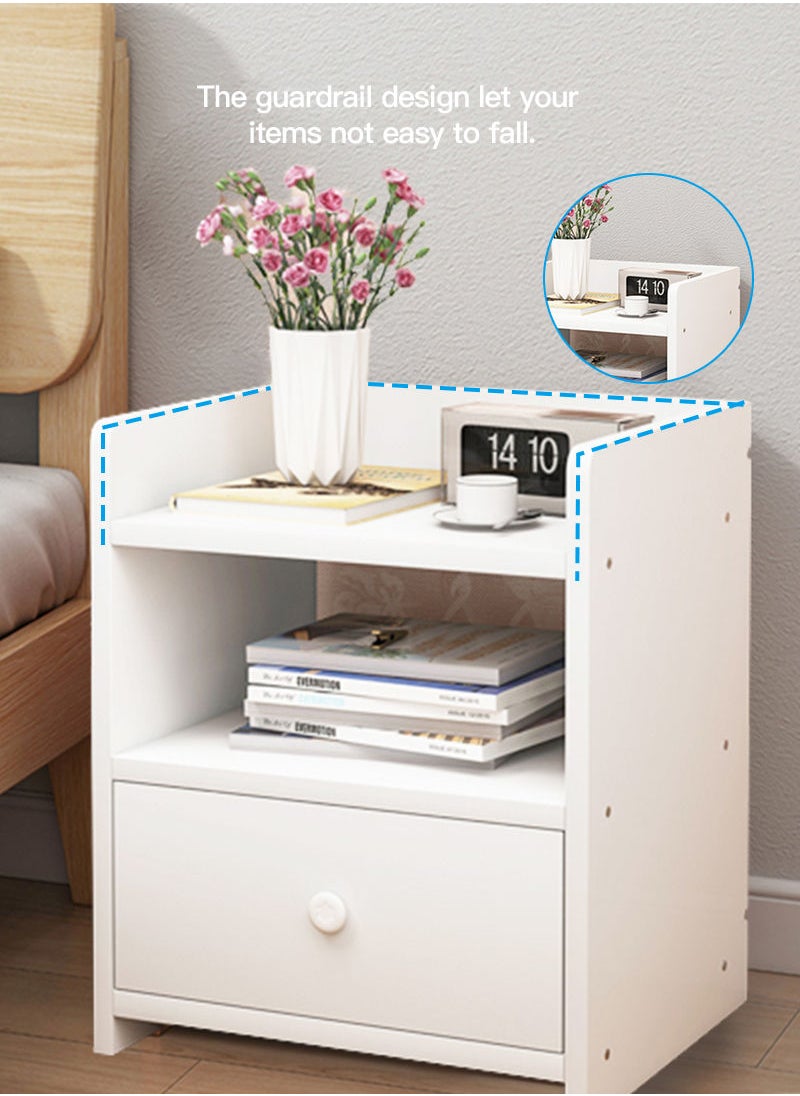 Sharpdo - Sharpdo Nightstands Home Bedside Storage Cabinet With Drawer And Shelf 40x33x26cm - Image 1