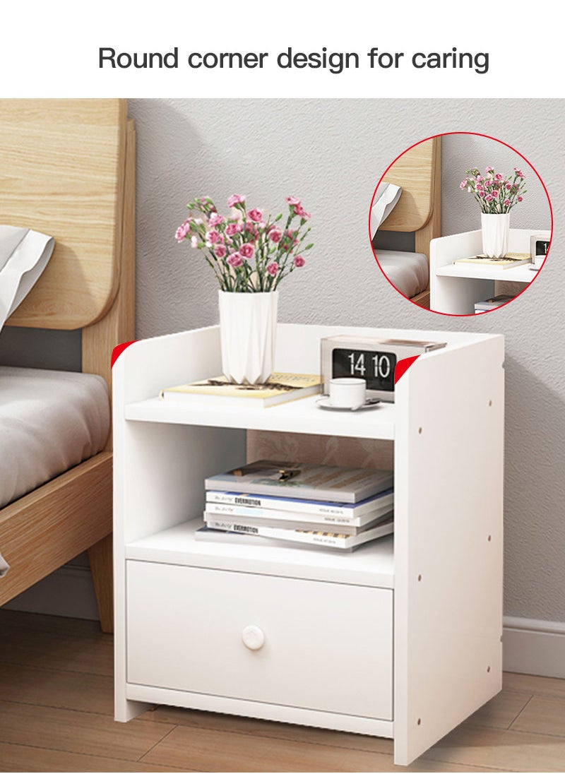Sharpdo - Sharpdo Nightstands Home Bedside Storage Cabinet With Drawer And Shelf 40x33x26cm - Image 1