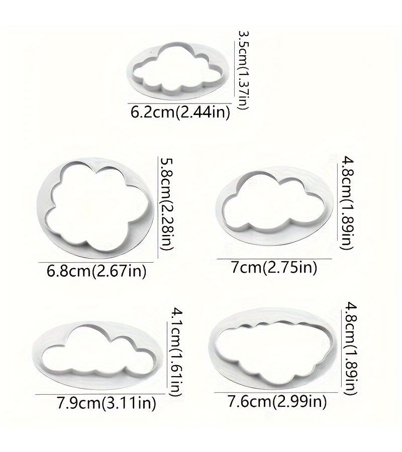 5pcs Cloud Cake Cutters Plastic Cookie Fondant Molds Baking Decor Tools - Image 2