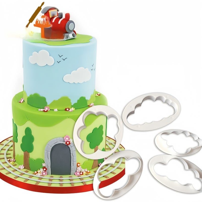 5pcs Cloud Cake Cutters Plastic Cookie Fondant Molds Baking Decor Tools - Image 1