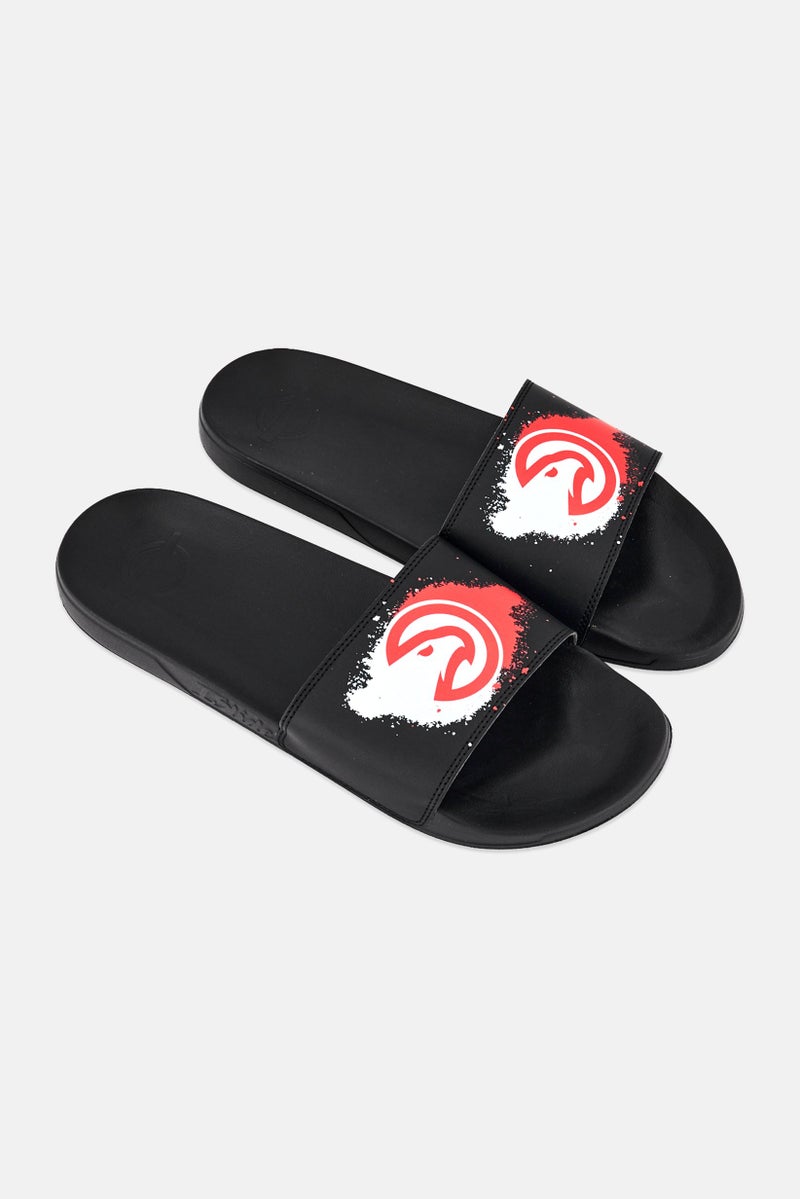 ISlide Men Hawks Spray Paint Slip On Slides, Black - Image 2