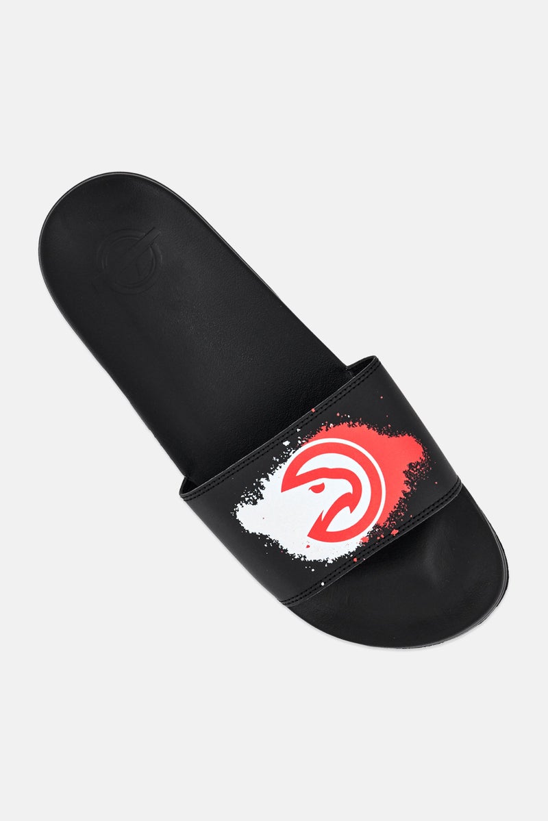 ISlide Men Hawks Spray Paint Slip On Slides, Black - Image 4