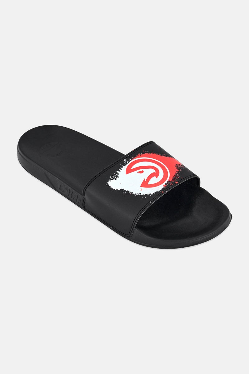 ISlide Men Hawks Spray Paint Slip On Slides, Black - Image 1