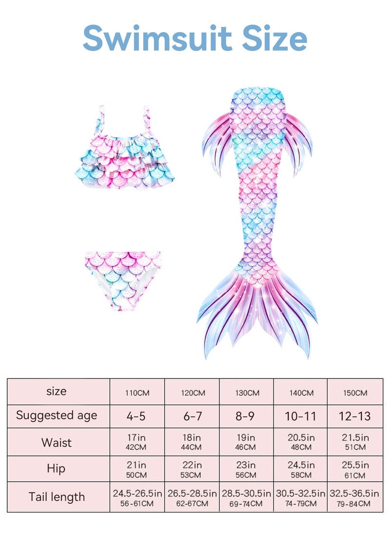 LEOKOR - 5 PCS Swimwear set,Mermaid Tails for Swimming Bathing Suits Swimsuit,Bikini Suit,for 4-13 Years Old,for Kids Girls - Image 1