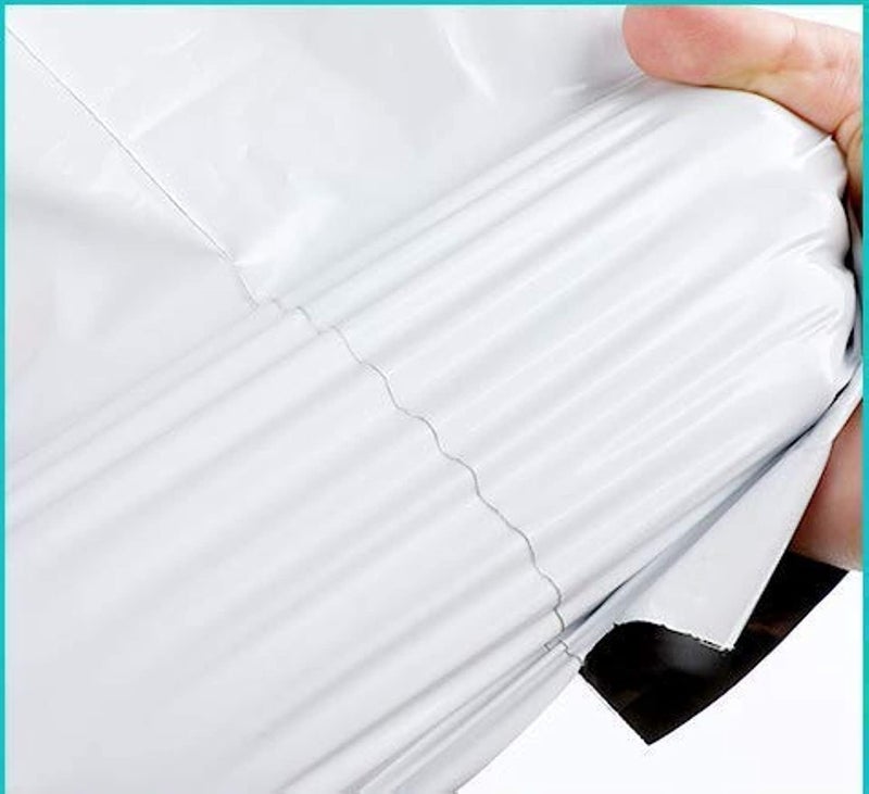 ديسيجيباك أكياس البريد البيضاء البلاستيكية، نافذة AWB، ختم الفلّان | 25 × 30 سم أكياس شحن ذاتية اللصق، أظرف للتغليف والتوصيل 100 قطعة/عبوة | مثالية لإرسال الطرود والملابس - Image 3