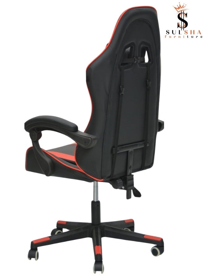SULSHA Soft Armrest Gaming Chair with high backrest and adjustable seat height Computer chair ergonomic design office chair red black - Image 2