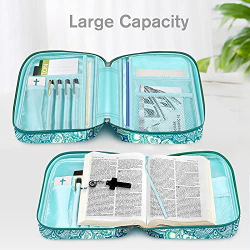 FINPAC Bible Cover, Carrying Book Case Church Bag Bible Protective with Handle and Zippered Pocket, Gift for Mother Lady Women Men, Emerald Illusions - Image 5