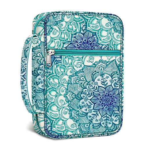 FINPAC Bible Cover, Carrying Book Case Church Bag Bible Protective with Handle and Zippered Pocket, Gift for Mother Lady Women Men, Emerald Illusions - Image 1