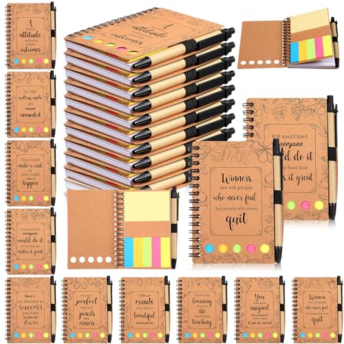 Kolldenn 30 Set Inspirational Notebook Mini Motivational Notepad Journal with Sticky Note Ballpoint Pen Back to School Gifts for Students Thank You Employee Appreciation Gifts Bulk for Nurse Teacher - Image 1
