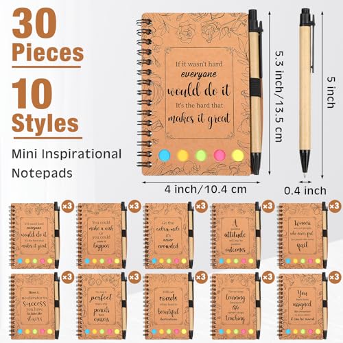 Kolldenn 30 Set Inspirational Notebook Mini Motivational Notepad Journal with Sticky Note Ballpoint Pen Back to School Gifts for Students Thank You Employee Appreciation Gifts Bulk for Nurse Teacher - Image 2