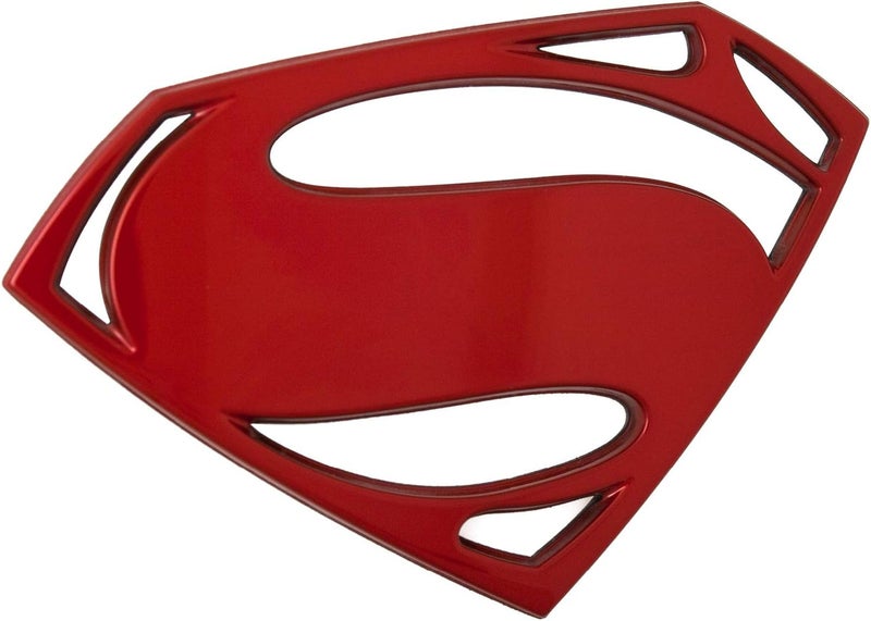 Fan Emblems شعارات المعجبين شارة سيارة سوبرمان ثلاثية الأبعاد (شعار BvS - كروم أحمر) نماذج عالمية شائعة - Image 1