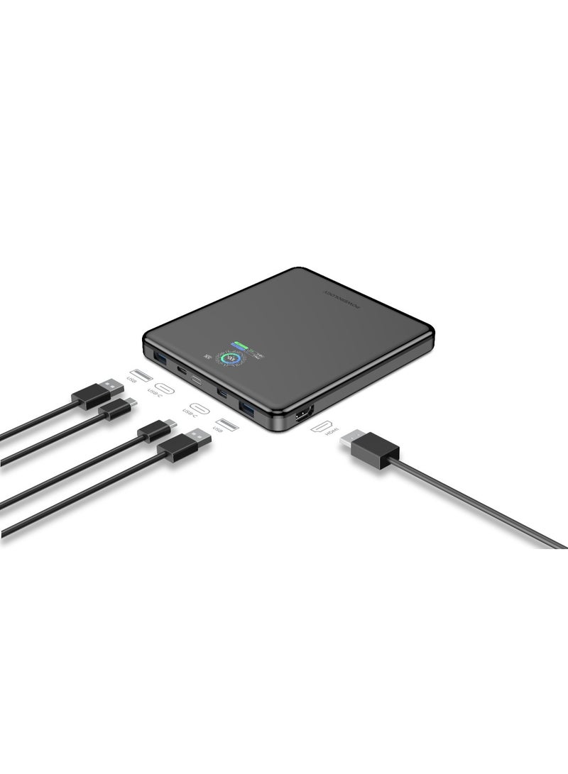 Powerology VoltStream 20000mAh Power Bank PD 100W / Portable Battery / High Capacity Powerbank / HDMI | USB-C | USB-A Support / Smart Power Display - Black - Image 1