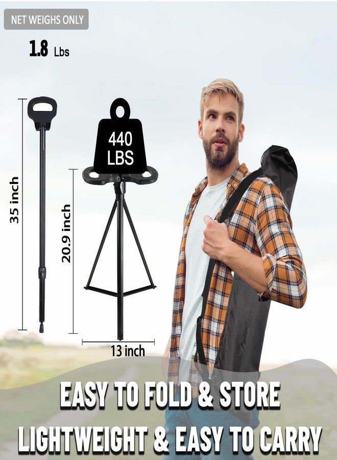 ALEVMOOM Walking Cane with seat,Lightweight Aluminum Triangular Construction Folding Cane, Portable Cane Seats for Women Men Seniors Capacity 440lb - Image 5