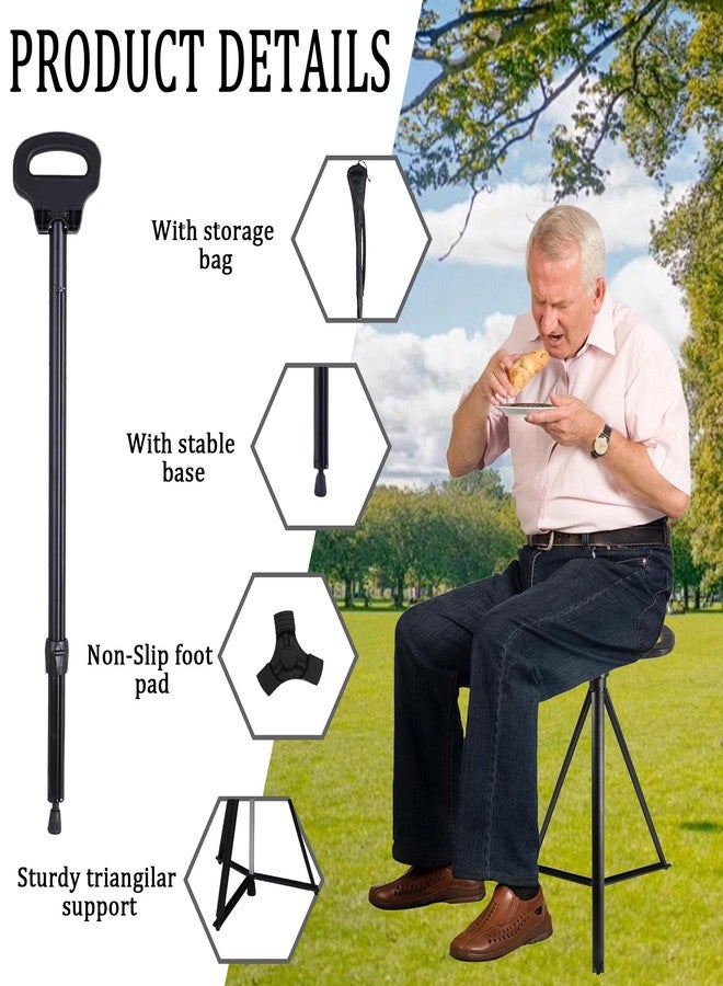 ALEVMOOM Walking Cane with seat,Lightweight Aluminum Triangular Construction Folding Cane, Portable Cane Seats for Women Men Seniors Capacity 440lb - Image 4