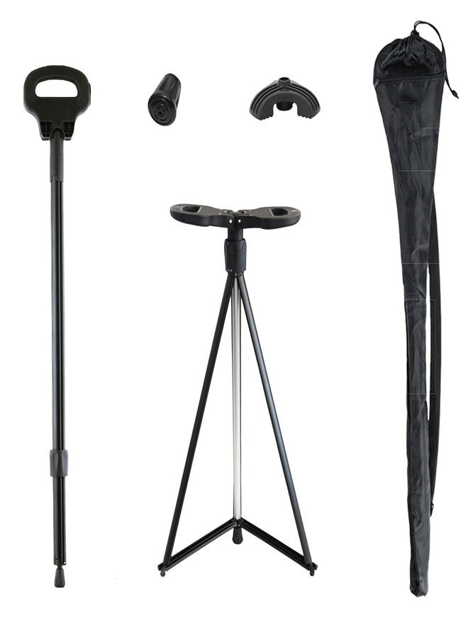 ALEVMOOM Walking Cane with seat,Lightweight Aluminum Triangular Construction Folding Cane, Portable Cane Seats for Women Men Seniors Capacity 440lb - Image 1