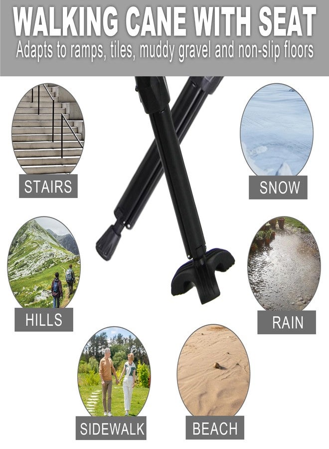 ALEVMOOM Walking Cane with seat,Lightweight Aluminum Triangular Construction Folding Cane, Portable Cane Seats for Women Men Seniors Capacity 440lb - Image 3