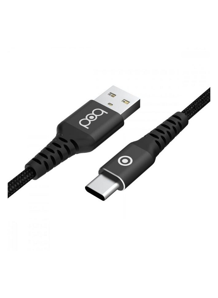 BOD 2.1A Current Output Type-C Data Sync And Charging Cable Black Nylon Braided 1.2M - Image 1